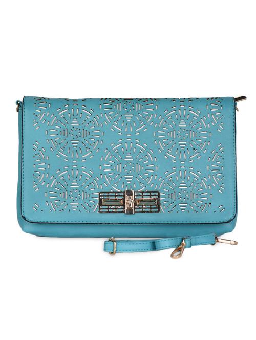 blue Leatherette Cut Work Clutch - 985221 - Standard Image - 1