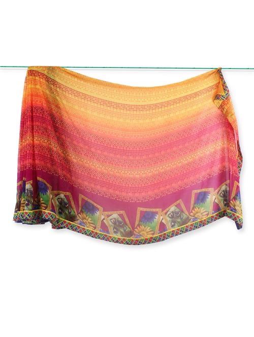 Floral & Geometric Print Georgette Saree - Saraswati