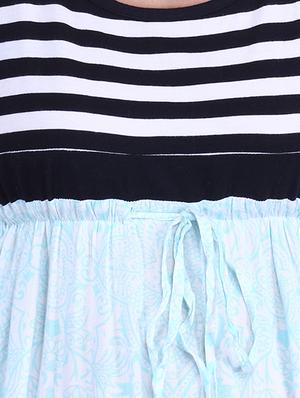 blue,white black color cotton dress - 9861115 - Standard Image - 4