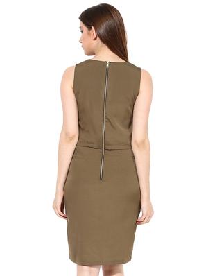 olive poly crepe dress - 9934387 - Standard Image - 4