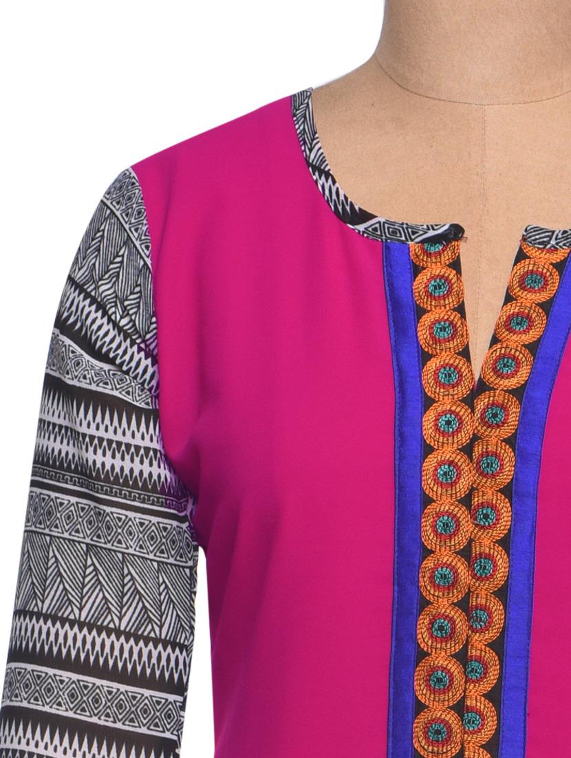 pink georgette straight kurta - 994151 - Zoom Image - 4