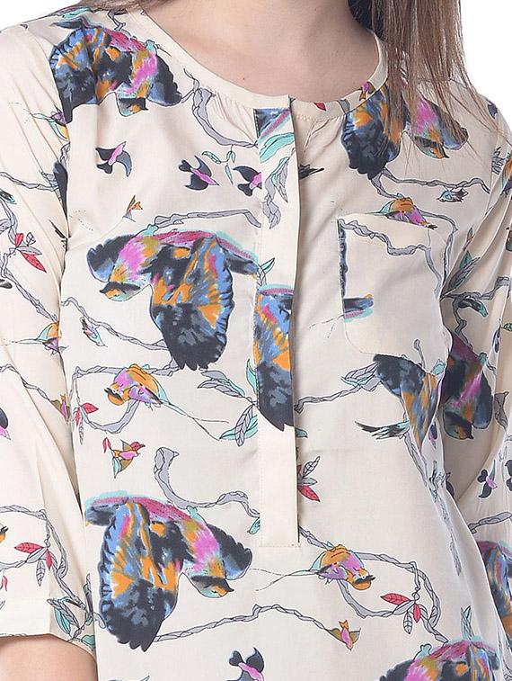 beige color poly Crepe top - 9950349 - Zoom Image - 4