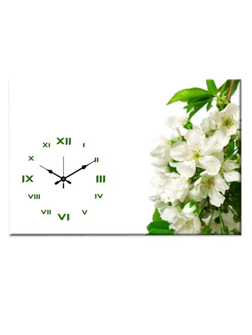 white and green floral wall clock - 996242 - Standard Image - 1