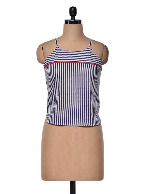 blue & white stripped top with shoulder straps - 997115 - Standard Image - 1