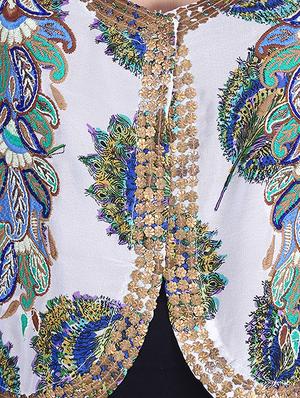 white peacock print georgette crop jacket - 9973665 - Standard Image - 4