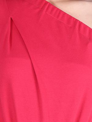 Solid red one-shoulder jumpsuit - 9973719 - Standard Image - 4