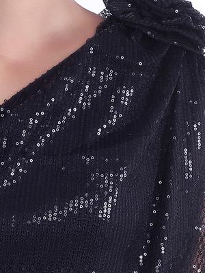 single shoulder flower detail sequins dress - 9973736 - Standard Image - 4