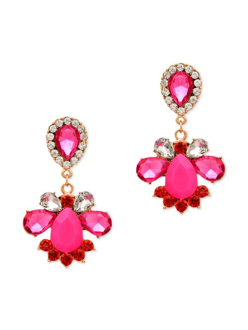 Gold Plated Pink Hanging Earring - 9995047 - Very Small Image - 1