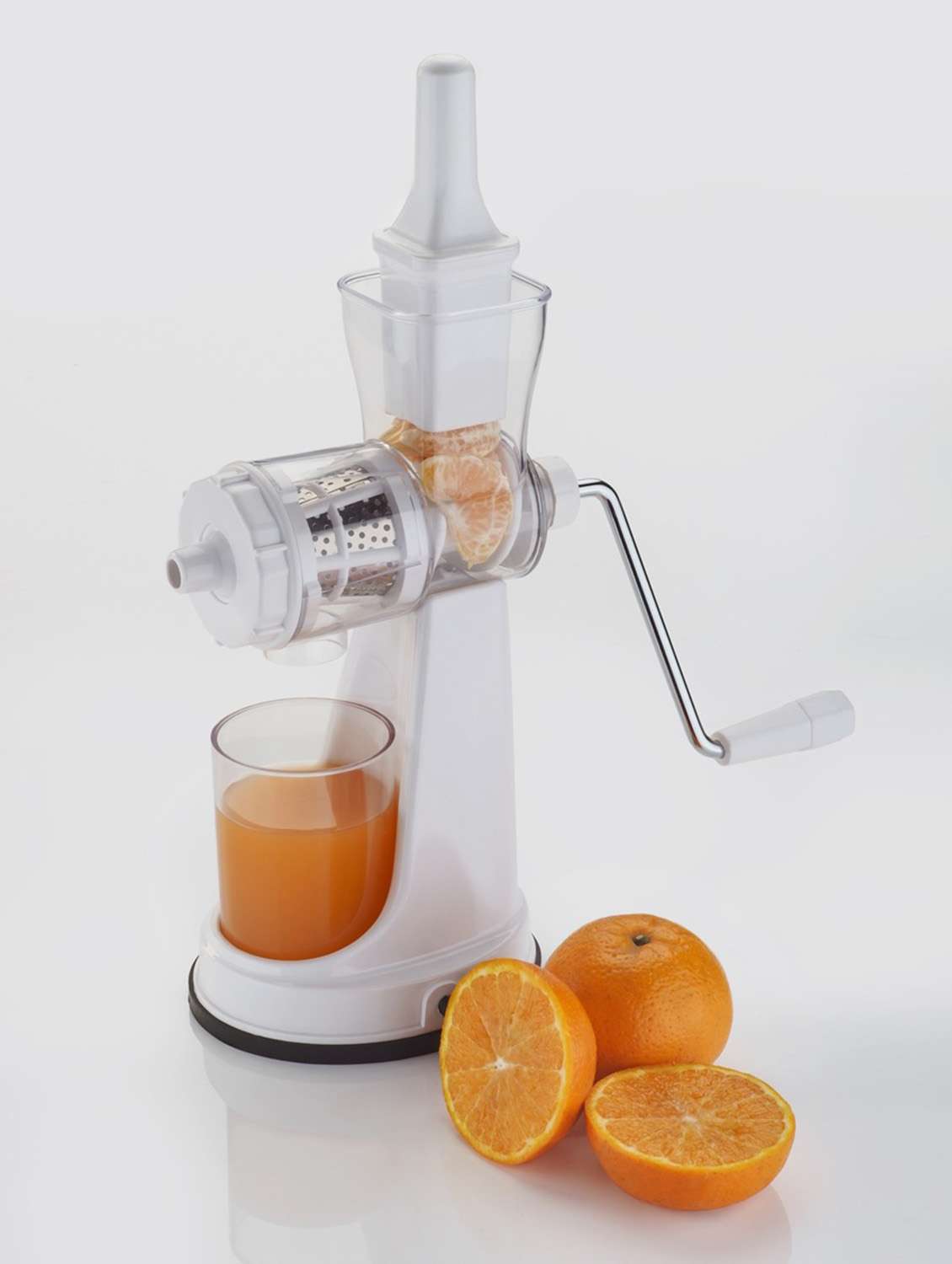 jumbo white fruit & vegetable hand juicer with juice collector