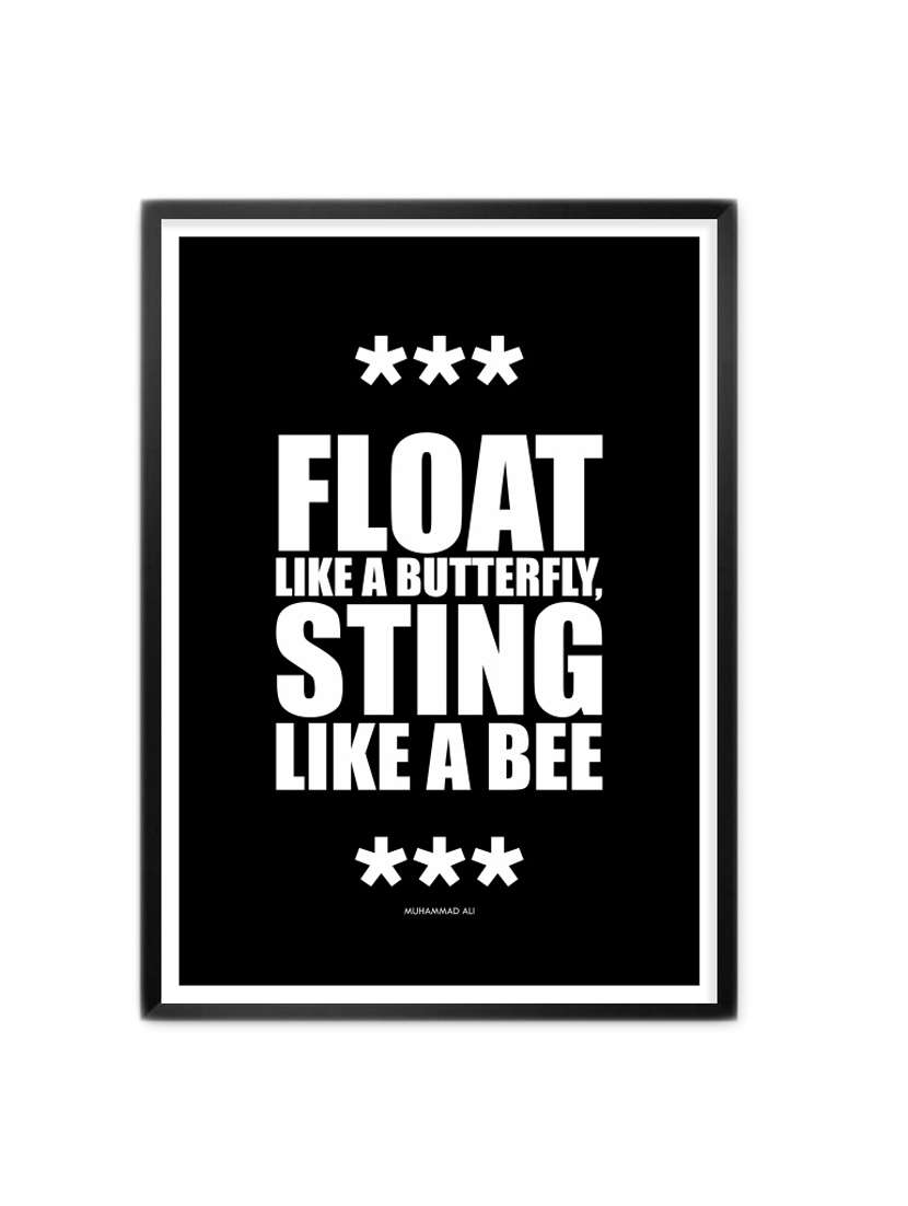 float like a butterfly muhammad ali sports inspirational typography framed poster