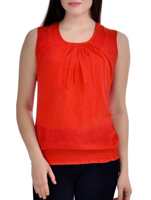 red poly crepe top. - 10010149 - Standard Image - 0