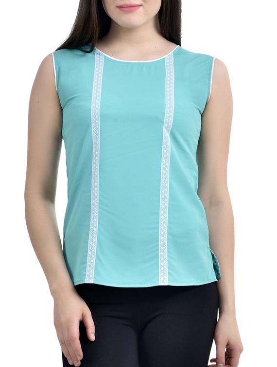 contrast lace detail top - 10010159 - Zoom Image - 0