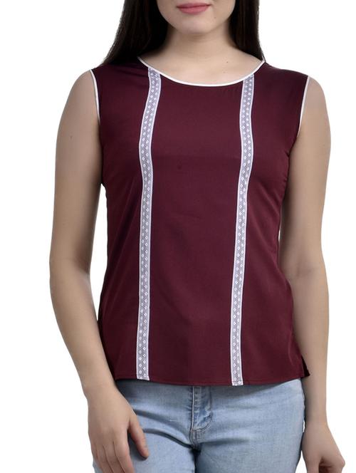 contrast lace detail top - 10010160 -  Standard Image - 0