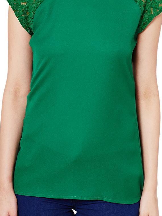 the vanca forest green top with lace detail - 10016757 - Standard Image - 3