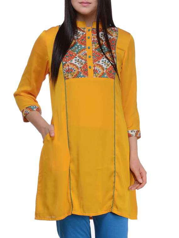 Buy online Yellow Kurti from Kurta Kurtis for Women by Pehraan for ₹540