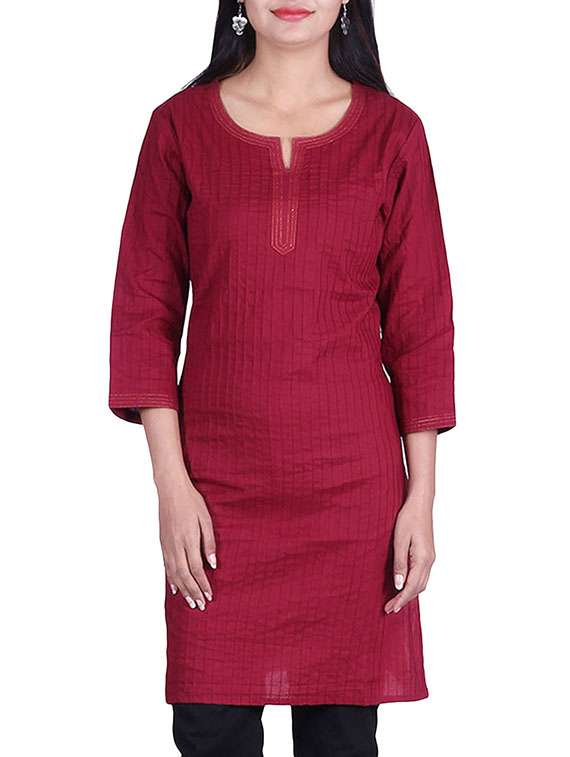 red cotton straight kurta