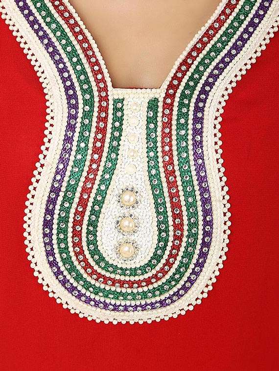 red georgette straight kurta - 10024447 - Standard Image - 3