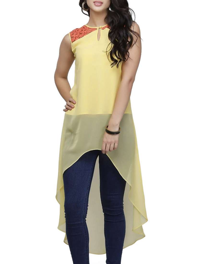 yellow georgette tunic