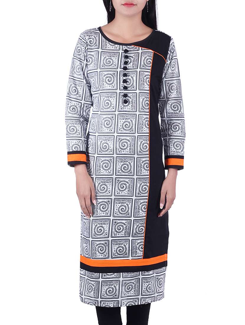 Buy online White Cotton Straight Kurta from Kurta Kurtis for Women by