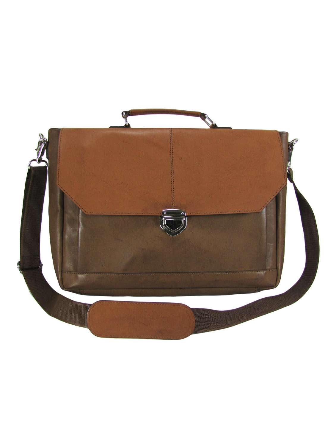 brown leatherette (pu) messenger bag