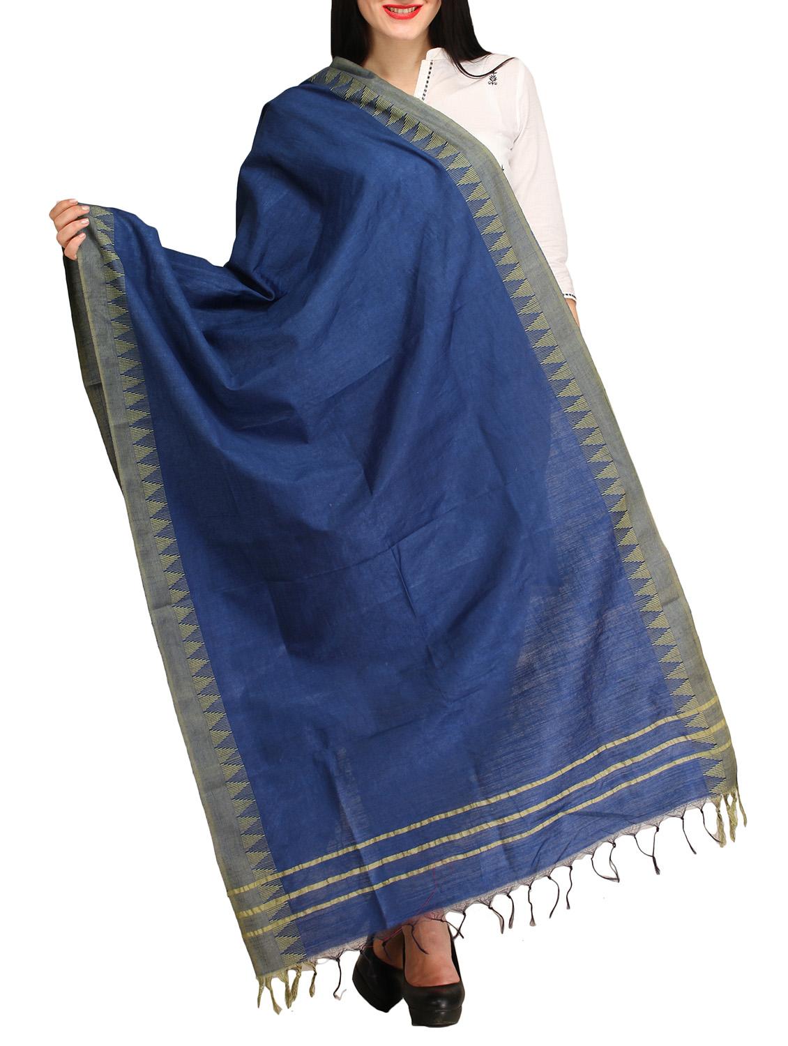 Blue Viscose Plain Dupatta - By
