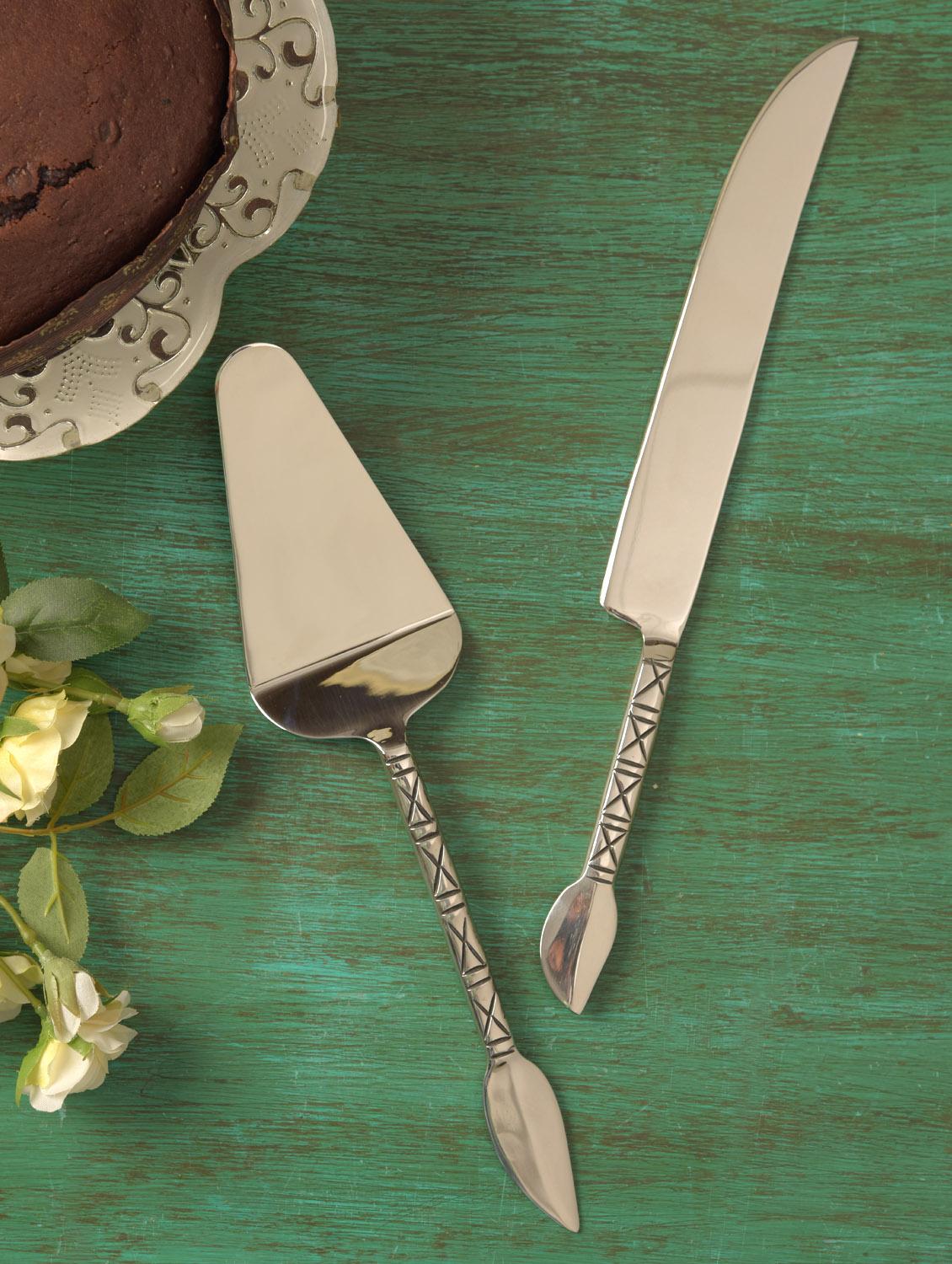 stainless steel pie server with knife set