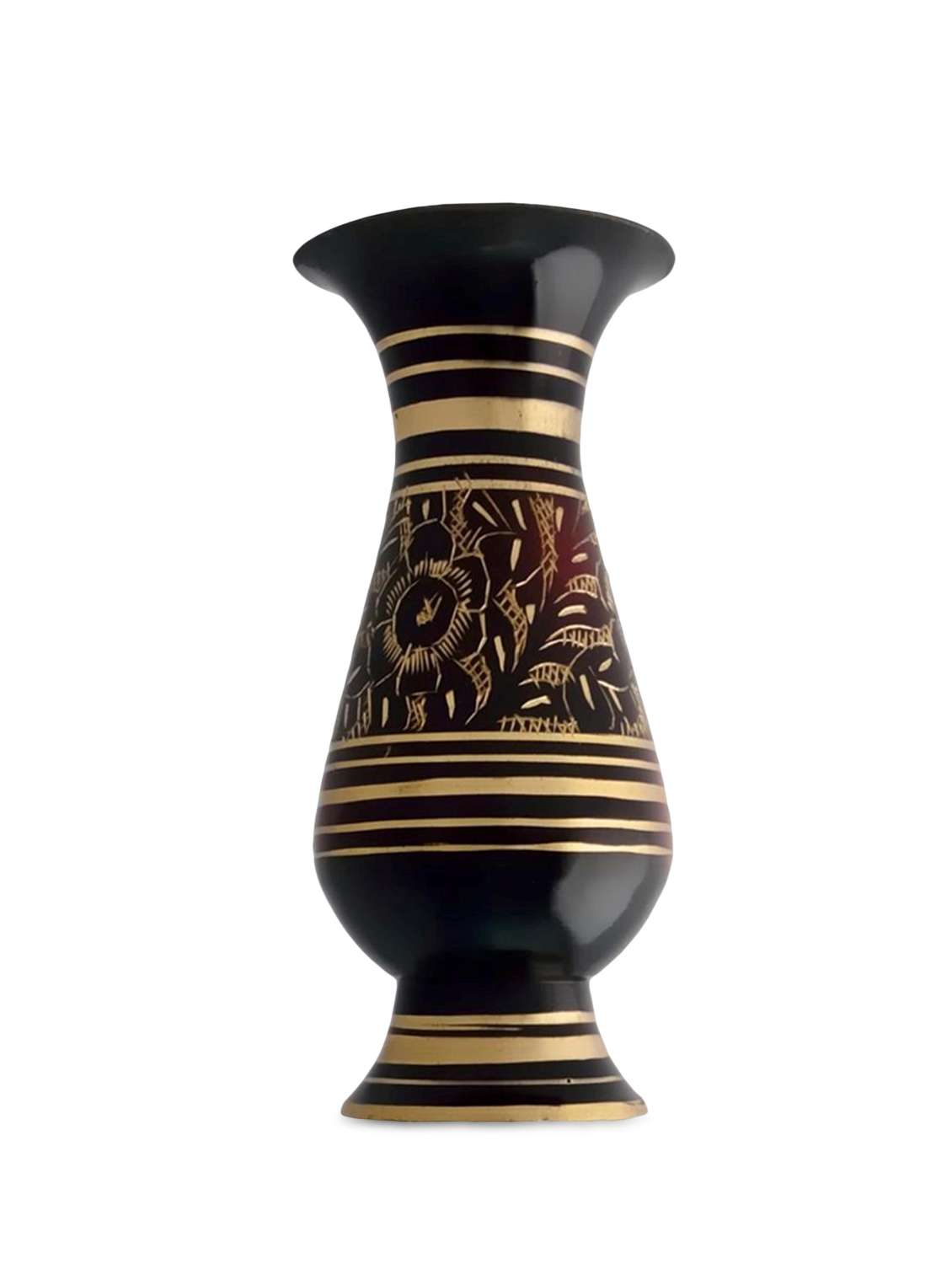Buy online Brass Vase Carved With Arabesque Floral Designs Inch