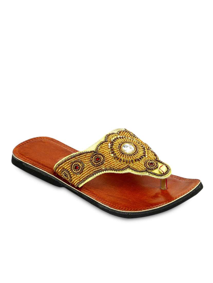 golden leather sandals