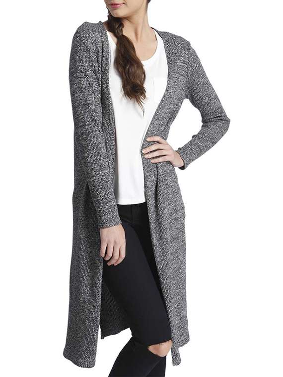Buy online Dark Grey Melange Cotton Shrug from Capes Shrugs for - Main Image