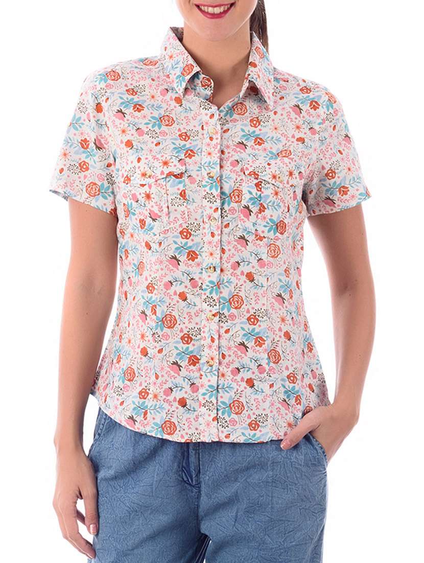 pink floral cotton shirt