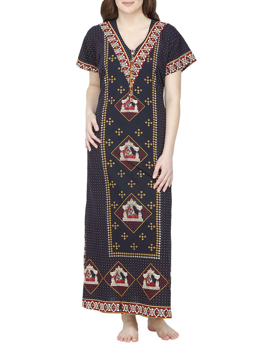 cotton blue nighty, nightdress