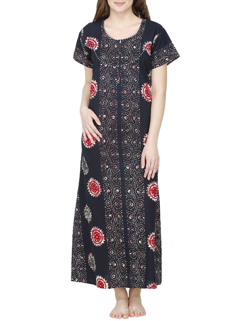 cotton blue nighty, nightdress