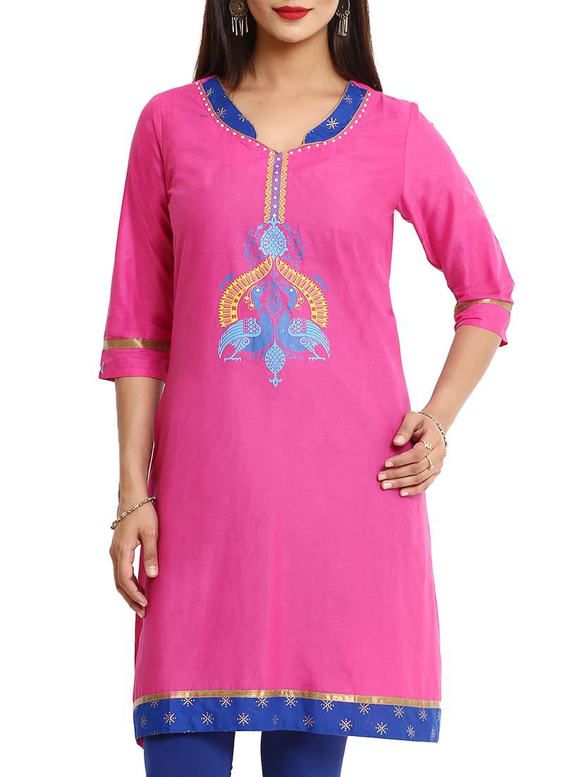 pink rayon straight kurta