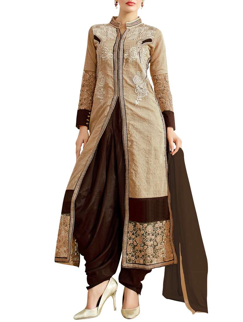 Buy online Beige And Brown Mix Cotton Semi-stitched Salwar Kameez from  Suits & Dress material for Women by Varayu for 2779 at 0% off | 2026  Limeroad.com