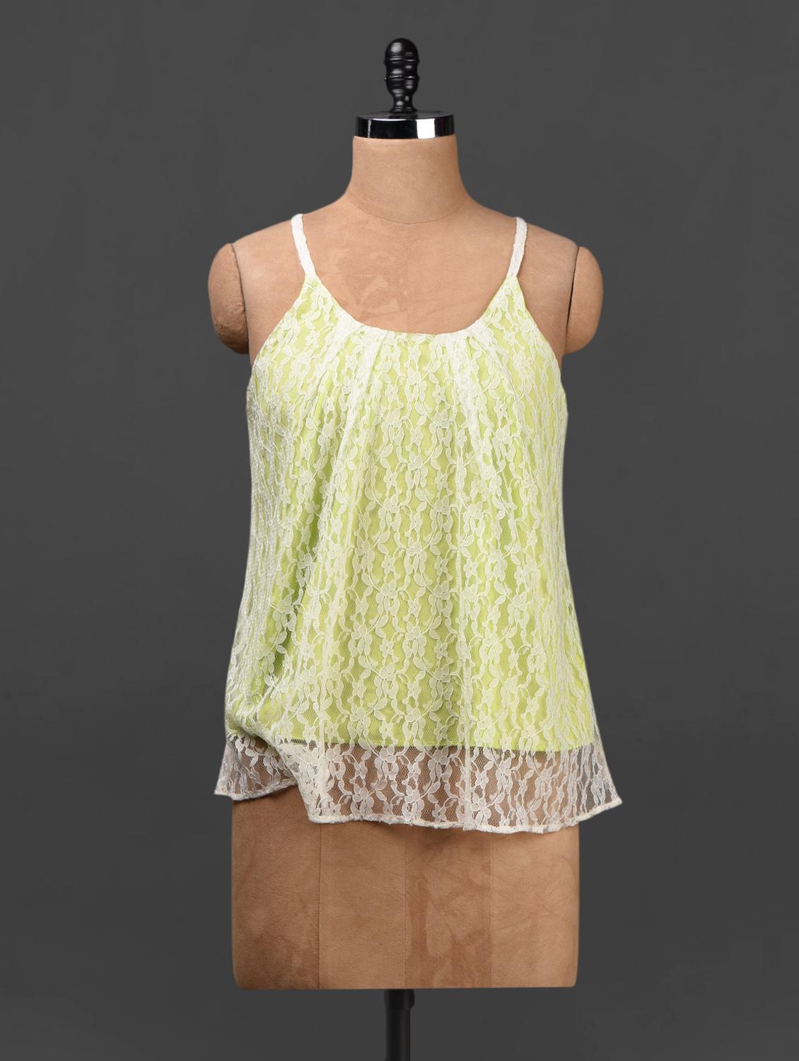 Lime Green Lace Top - Ridress