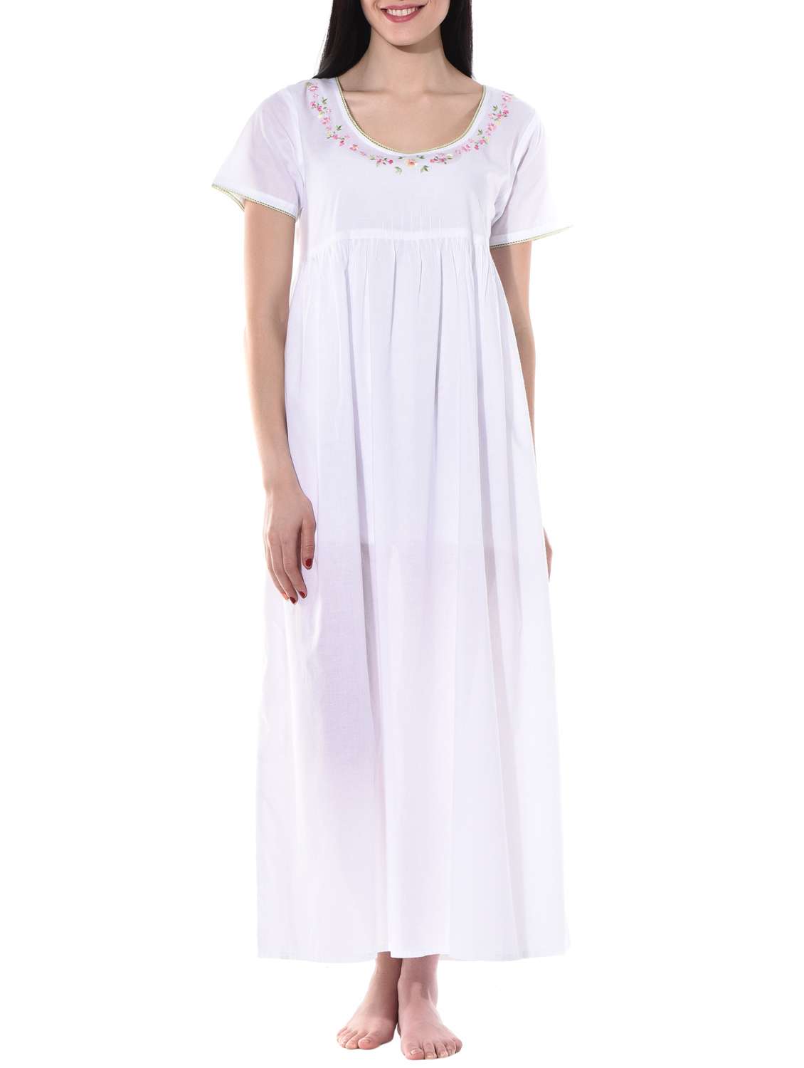 Buy online A Classic- Cotton Night Dress And Gown With Hand