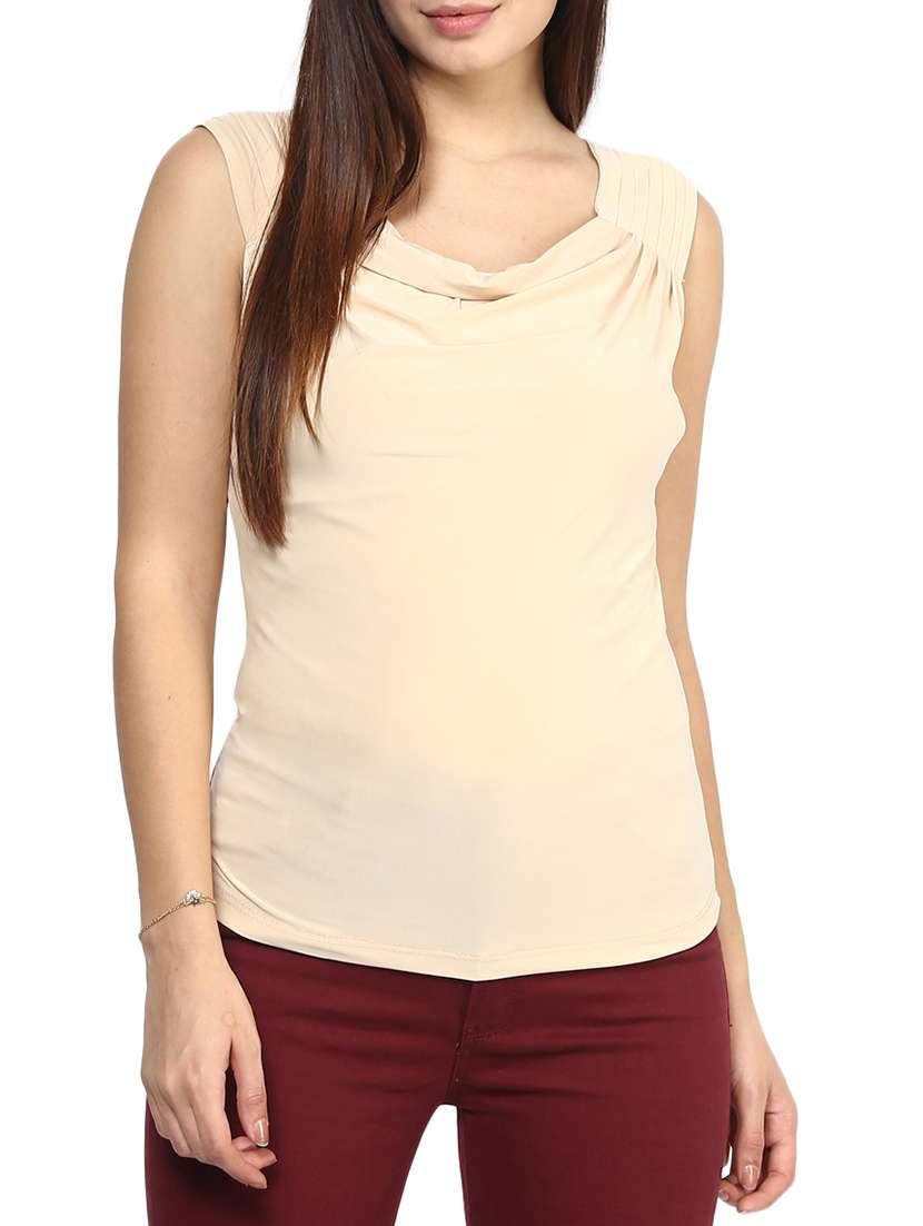 beige polyester top