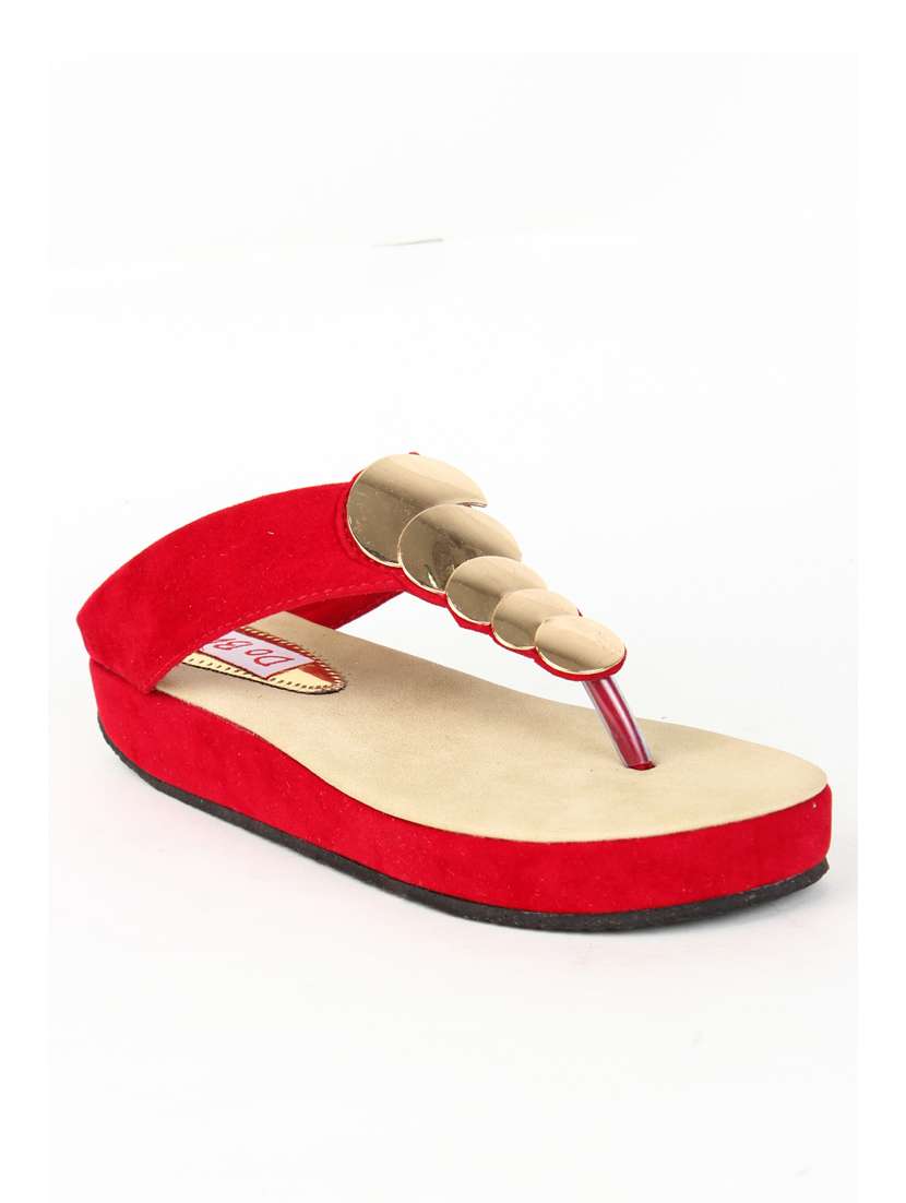 red leatherette toe separator sandal