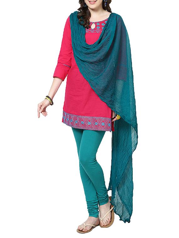 Dark Turquoise Chiffon Plain Dupatta - By