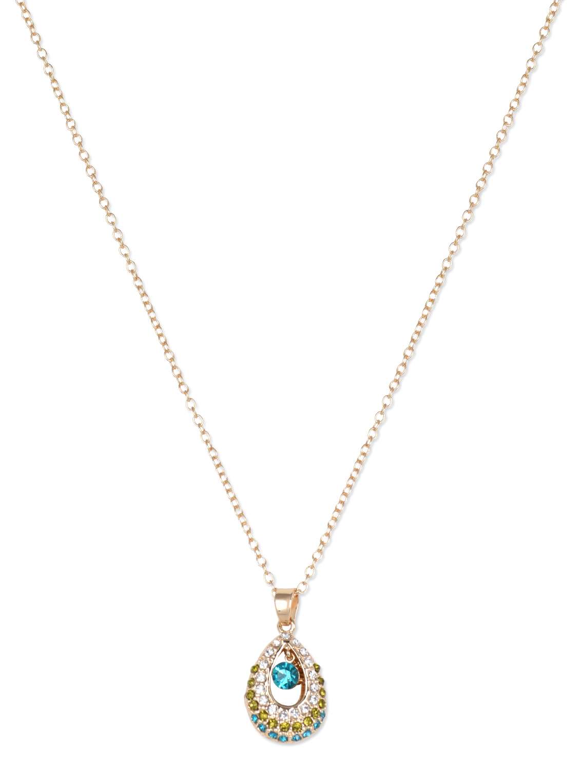 silver plated crystal golden pendant necklace