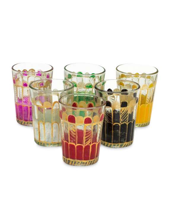 assorted painted tea glasses (set of 6)