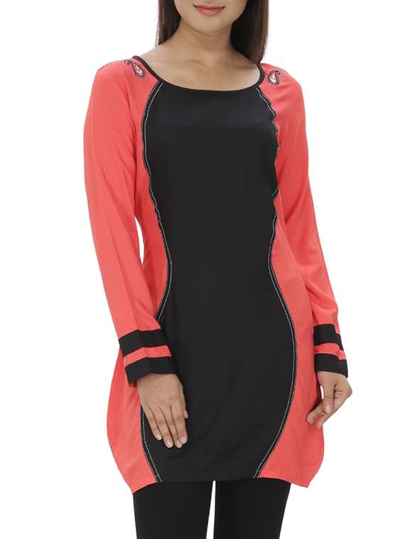 color block full sleeved tunic