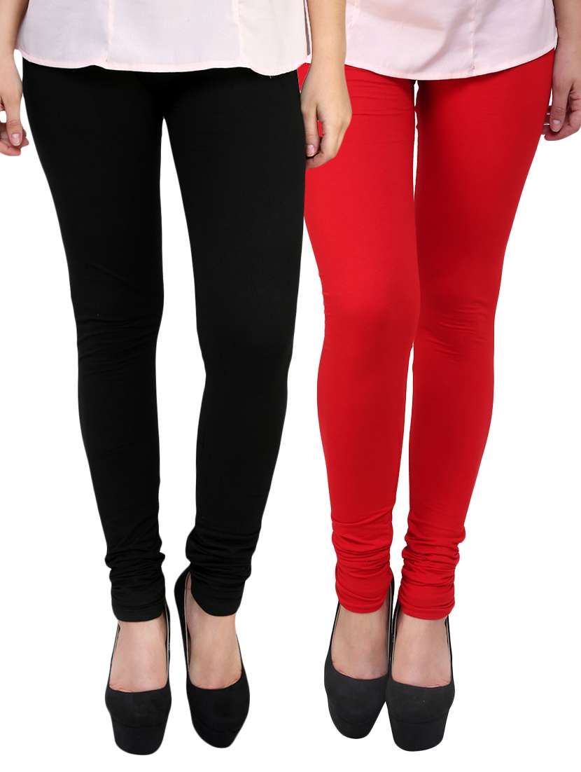 red cotton leggings