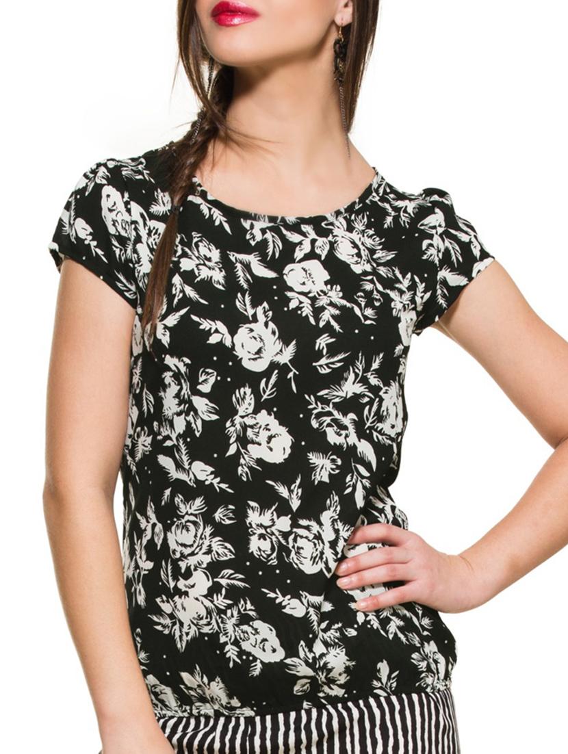 Black Floral Printed Top - ZOVI