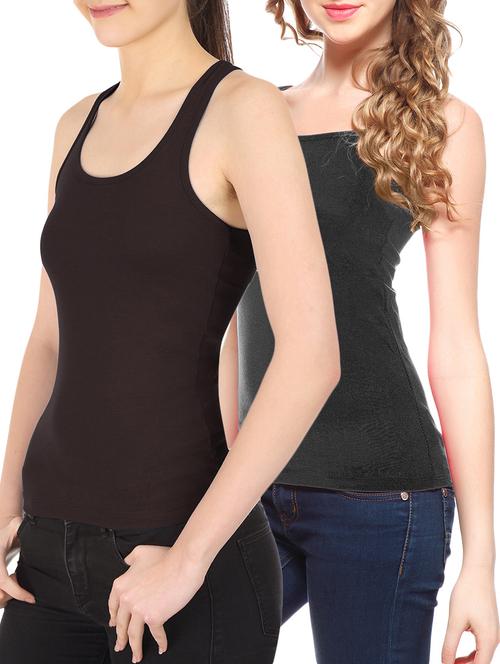 set of 2 black cotton camisole - 10233534 - Standard Image - 0