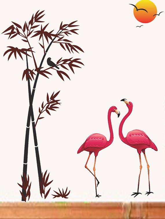 Pink Flamingos Bamboo At Sunset Wall Stickers By Walldana Pink Flamingos Bamboo At Sunset Wall Stickers By Walldana Online Ping For Decals In India 1024852