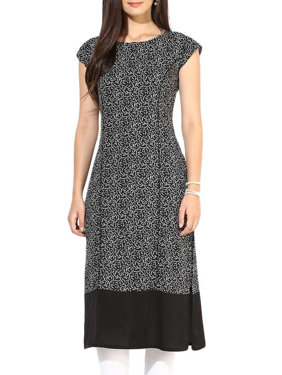 Ziyaa  Black Art Crepe Digital Printed Kurta