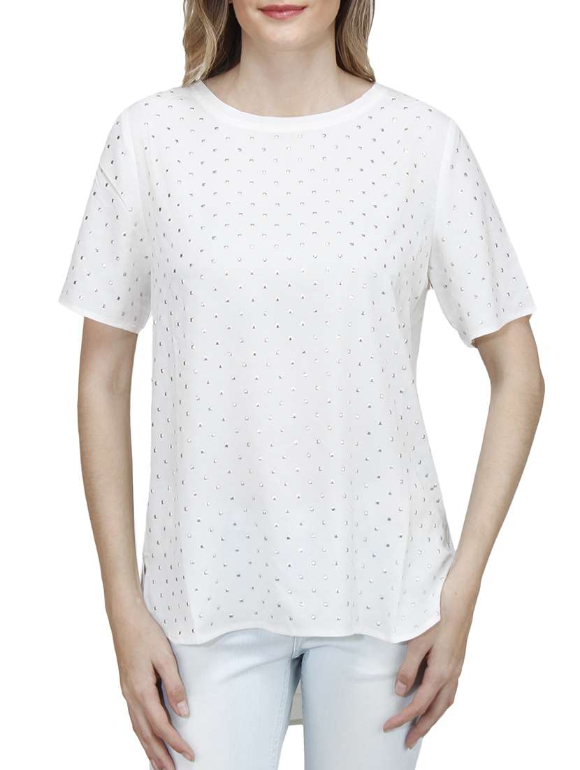 round neck embellished  t-shirt 