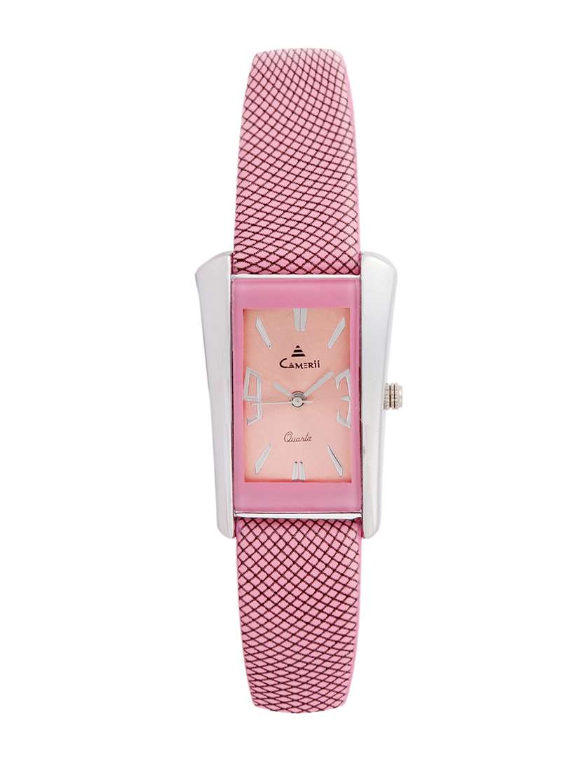 pink studded wrist watch