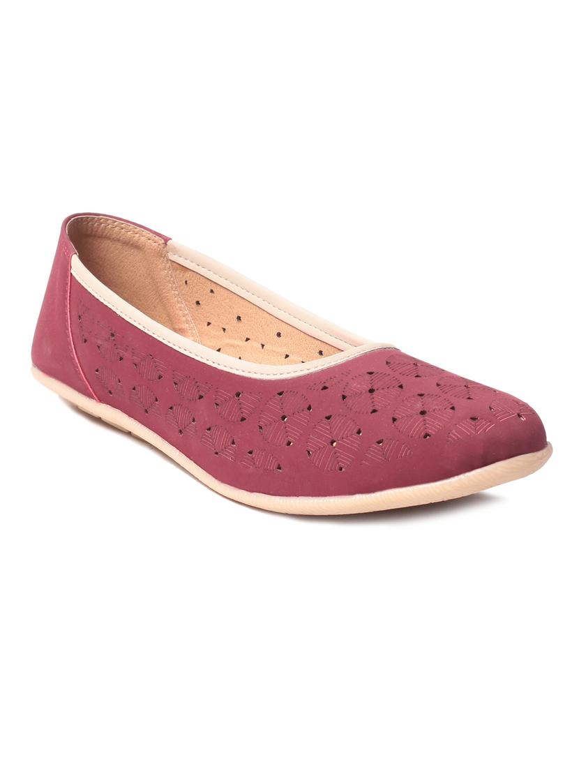 cherry leatherette slip on ballerina - 10277356 -  Zoom Image - 0